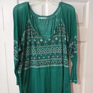 XXL Sheer Green 3/4 Sleeve Maurices Top
